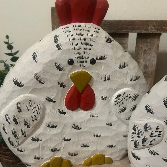 Vintage James Haddon Folk Art Rooster Chicken Set of 2 - Picture 2 of 5